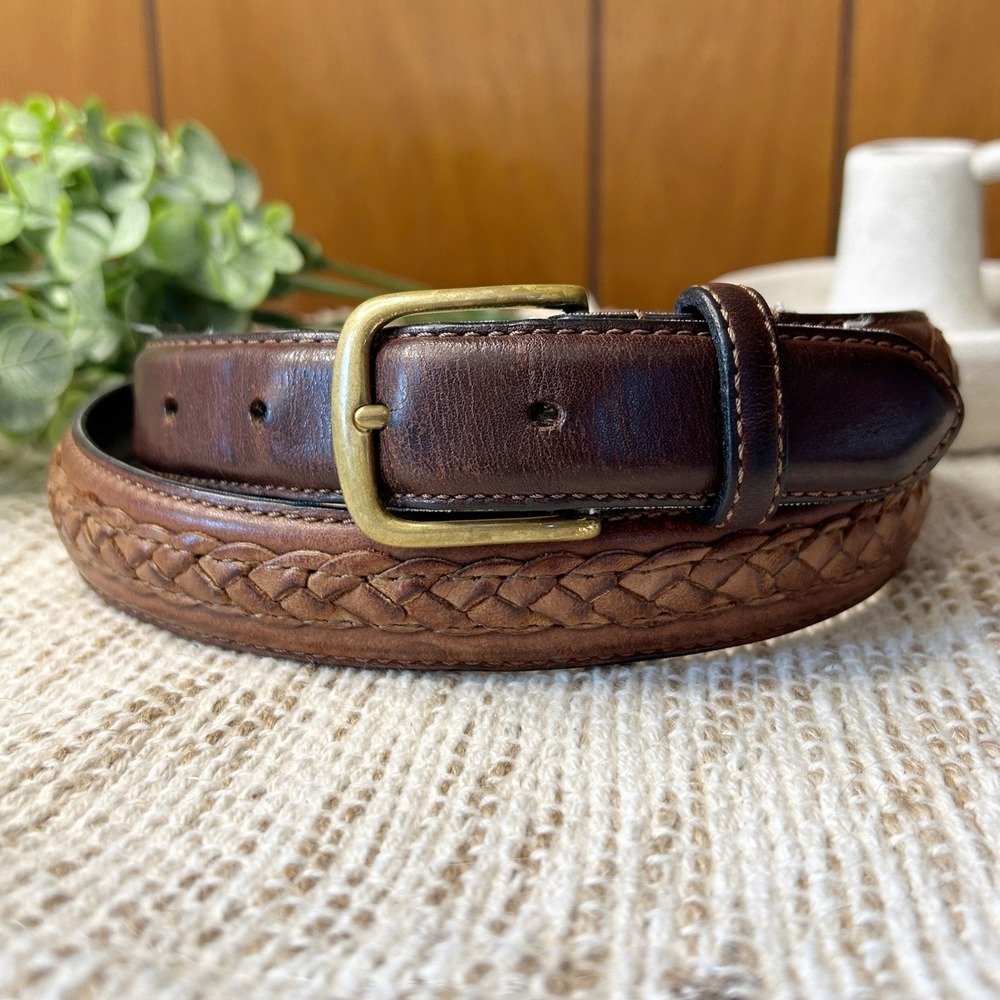 Vintage Brown Genuine Leather Western Boho Belt – Braided, 43"